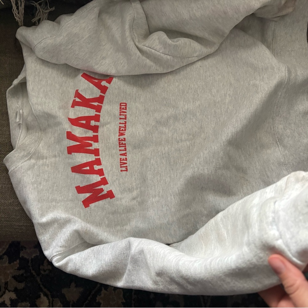 Gray Sweatshirt Red MAMAKA Print Fort Worth Texas